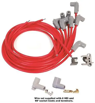 MSD 31239 Spark Plug Wires Spiral Core 8.5mm Red 90 Deg Boots Universal V8 Set • $153.95