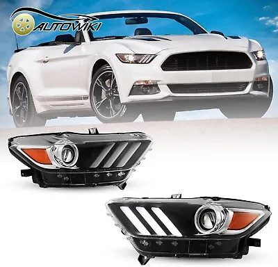 LED DRL Headlights For 2015 2016 2017 Ford Mustang HID/Xenon RH & LH Headlamps • $195.99