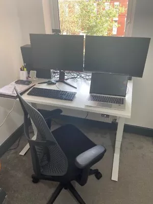 £875 • Buy Herman Miller White Sit Stand Nevi Desk And Black Verus Chair Worth ~£1,500