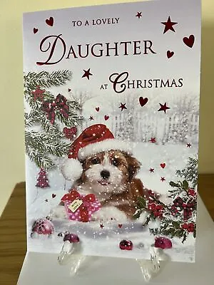 Christmas Card Daughter - Foil & Glitter Finish - Regal • £3.49