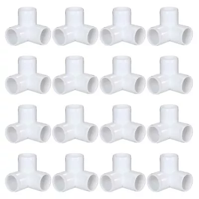 16 Pack PVC Elbow Fittings 3/4 Inch 3 Way Pipe Fitting Connectors White  • $24.64