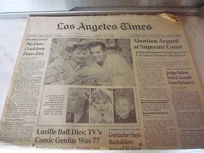 I Love Lucy/Lucille Ball Dies L.A. Times 4/27/89 & FREE Candid Photo/abortion • $99.99