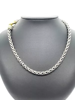 David Yurman Diamond 18K Gold Sterling Silver 6mm Wheat 18  Chain • $650