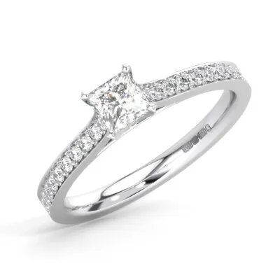 0.65ct Solitaire Princess And Round Diamonds Engagement Ring In 9K White Gold • £1270.88