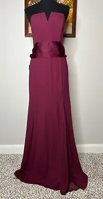 White By Vera Wang Fit & Flare Dress Women 12 Maxi Tube Top Maroon Evening Party • $55.99