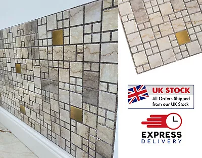 £40.07 • Buy Wall Tiles Panels PVC Mosaic Marble Beige & Gold 3D Plastic Decorative Cladding
