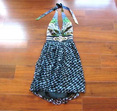 MEGHAN Los Angeles ~ Size 6 ~ Crystal Beaded 100% SILK Halter Party Dress A79 • $29.99