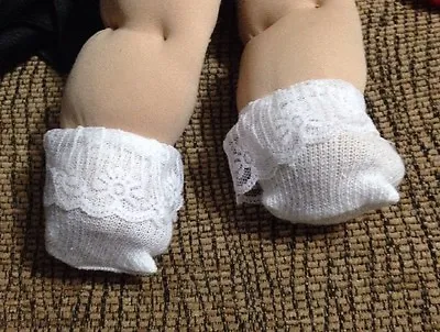 New 14-15  16-17  20-24”WHITE W/lace SOCKS Cabbage Patch Kid Doll CLOTHES 1pr • $3.99