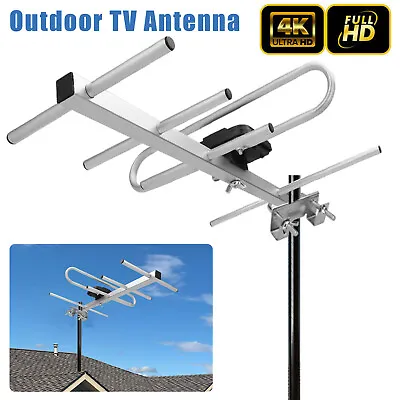 Outdoor TV Yagi Antenna Amplified HDTV 1080P 4K 360° Receive VHF UHF 200 Miles • $12.98