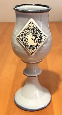 '86 DENEEN POTTERY Lt Gray Goblet Chalice W/Unicorn Minnesota Renaissance 12oz • $18