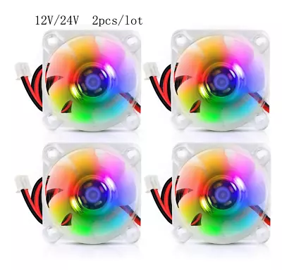 2pcs 40mm RGB Fan 12V 24V Ender 3 Fan Upgrade 24 Volt Fans LED Colorful 4010 • £5.99
