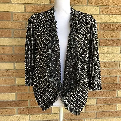 McGinn For Nordstrom Knit Black & Gold Blazer Size S Draped Angled Front • $24.99