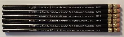 Vintage A.W. Faber Black Flyer 4500 Bonded Lead USA 6 Pencils Unsharpened No.1 • $18