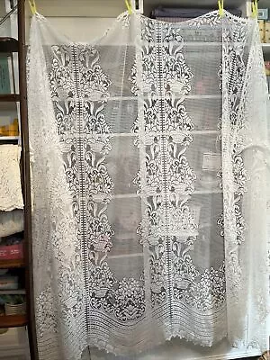 Heritage 1980’s Floral Macrame Ring Curtain Lace Off White USA 58” Long 70” Wide • $18