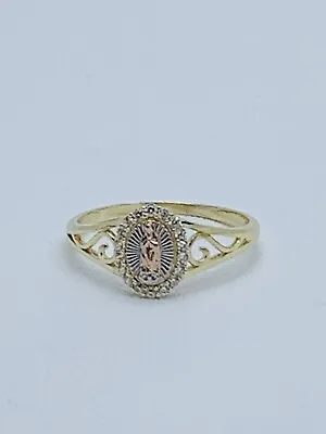 Real 10k Ring Virgin Mary Our Lady Guadalupe Sz 7.5 - Anillo En Oro Virgen • $160.59