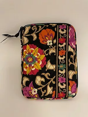 Vera Bradley Quilted Tablet Case Black Floral IPad Zip Around Travel Bag • $9.99