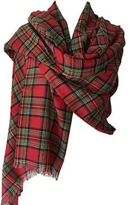 Royal Stewart Tartan Scarf Ladies Red Green Wrap Shawl Mens Cotton Plaid Checked • £19.99