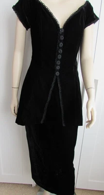 Caroline Charles Vintage Black Velvet Two Piece Suit / Set Size S • £59