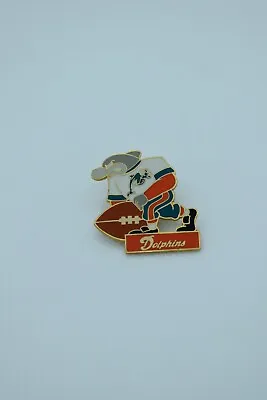 Vintage Aminco Miami Dolphins Mascot NFL Football Enamel Hat Lapel Pin 1997 • $8