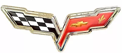 C6 Corvette Crossed Flags Stainless Steel Wall Hanging Sign - Chrome : 22  X 9  • $69.95