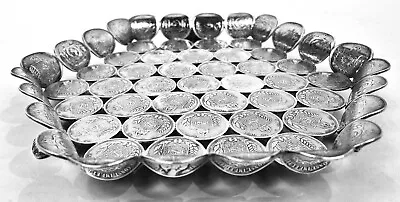 Antique Dish Brazilian 500 Reis Coins Numismatics Bowl South American Silver • $1575