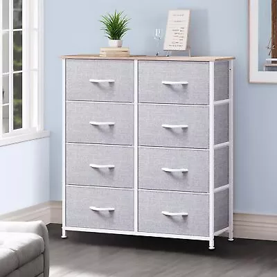 TAUS Fabric Dresser W/ 8 Drawers Tower Unit Storage Chest Of Drawers For Bedroom • $49.99