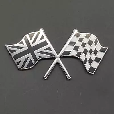 Crossed B&C Union Jack And Chequered Flag Badge Self- Adhesive • £7.92