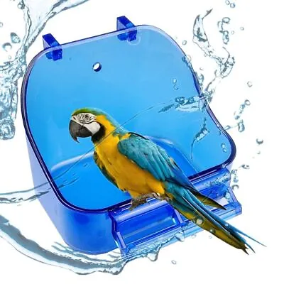 Parrot Accessories Hanging Feeder Pet Bird Bath Bird Cage Bathing Tub • £7.67