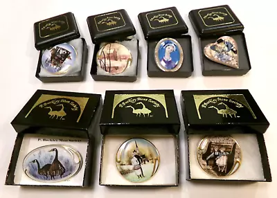 P Buckley Moss Society Pin Brooch ~ Lot Of 7 ~ Signed & Numbered 1992 Thru 1998 • $40