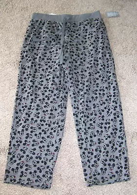 Mickey Mouse Lounge Pants Grey Pajamas Face Sketch Drawings Disney Size L NWT • $18.94