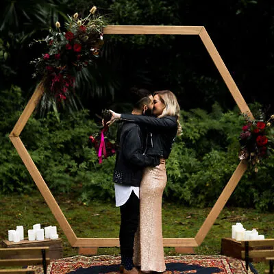 Heavy Duty Wedding Party Arch Door Background Wooden Hexagon Flower Arbor Stand • $85.98