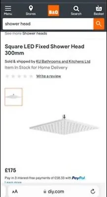 B&q Shower Head 300mm • £25