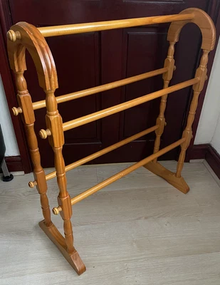 £15 • Buy Large Traditional Free Standing Wooden Towel Rail Drying Rack Bathroom Kitchen