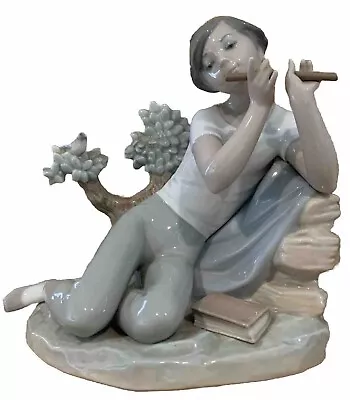 Lladro Retired EXCELLENT Student Flute Player 9” BIG • $99.98