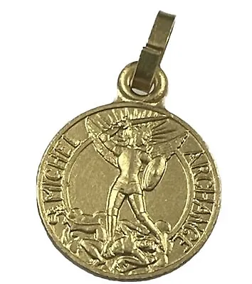 Vintage Catholic St Michel St Michael  Gold Tone Religious Petite  Medal • $9.99