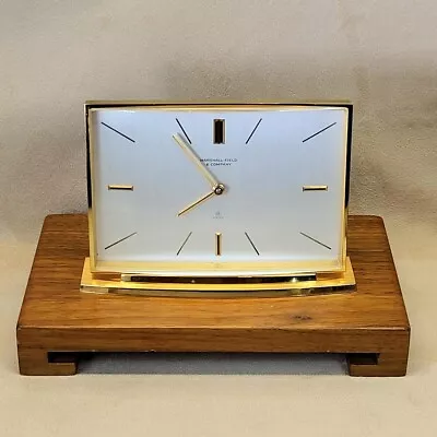 Marshall Field & Co. MCM Swiss Gilt-Brass Shelf Shelf Clock Imhof 8-day 15-jewel • $348.49