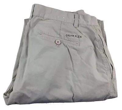 Calvin Klein Mens 32x32 Light Gray 100% Cotton Athletic Golf Sport Mercer Pants • $34.97