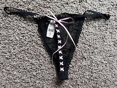 $28 • Buy NWT Victoria’s Secret Vintage Sexy Little Things V-String Panty Braided Ribbon L