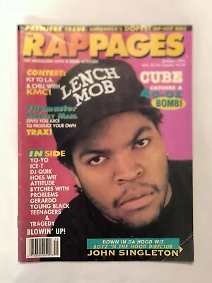 RAP PAGES MAGAZINE Volume 1 Number 1 Oct 1991 Ice Cube Ice-T DJ Quik RARE! • $197.97