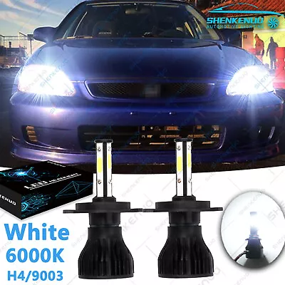 2X H4 9003 LED Headlight Bulbs Kit 6000K For 99-2000 Honda Civic EK9 Hi/Lo Beam • $22.98