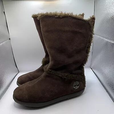 Timberland Mukluk Tall Winter Boots Womens 6.5M Brown Leather Faux Fur Y2K VTG  • $44