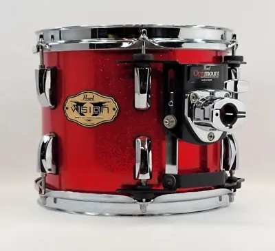 Pearl VISION Maple Tom Drum - 10  X 8  Red Sparkle With Brand-new Drumhead • $159.99