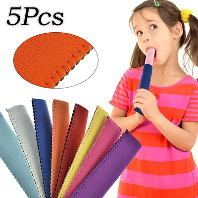 5pcs Zooper Dooper Icy Pole Holders Cover Sleeves Cold Block Kids Cooler Ice • $6.04