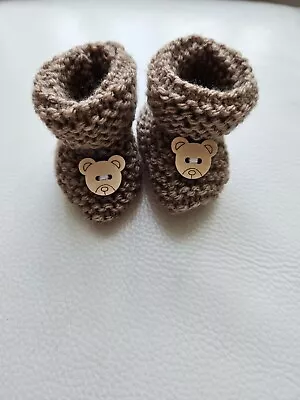 Hand Knitted Newborn Taupe Booties New  • £2.50