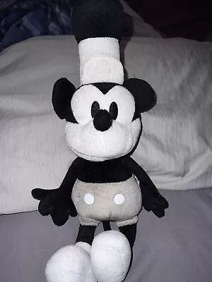 Disney Mickey Mouse Plush Steamboat Willie Black & White Gray Stuffed Animal • $12.99