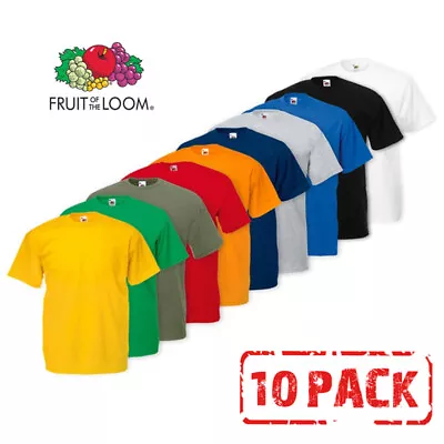 10 Pack Fruit Of The Loom T Shirts T Shirt Short Sleeve Cotton Plain Men/Women • £31.99