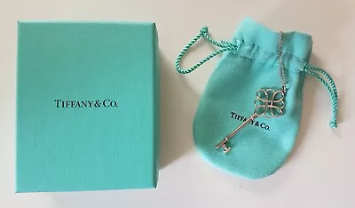 £250 • Buy Tiffany & Co Sterling Silver Knot Key Pendant 24'' Chain Necklace With Box