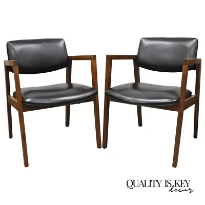 Pair Vintage Mid Century Modern Walnut Arm Chair Lounge Chair By United Chair Co • $495