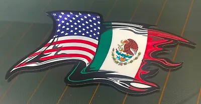 Mexico Flag/US Flag Sticker Decal Vinyl Mexican Bumper Truck Gloss Vinyl Flag • $4.99