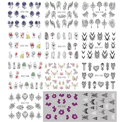 Nail Art Sticker Flower Decals Fancy Pattern Design Watermark Slider Decoration • $0.72